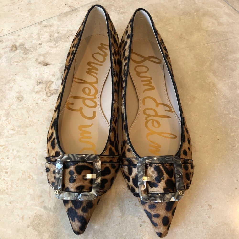 2xHP Sam Edelman Leopard Print Pointed Toe Flats - Picture 4 of 7